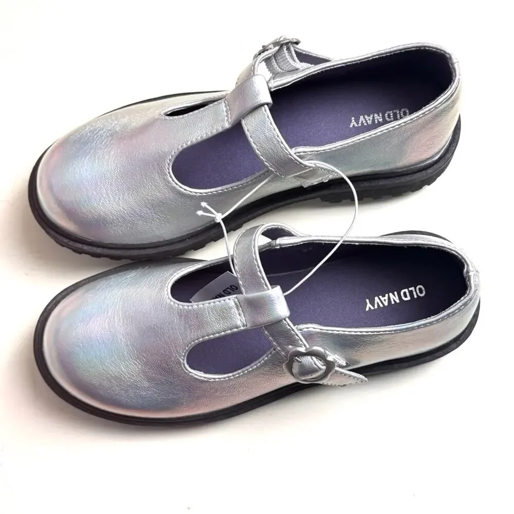 Old Navy Metallic Secure Strap Platform Mary-Jane Girl’s Shoes Sz 2Y